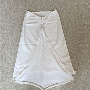 Chloe White Ruffled Denim Maxi Skirt